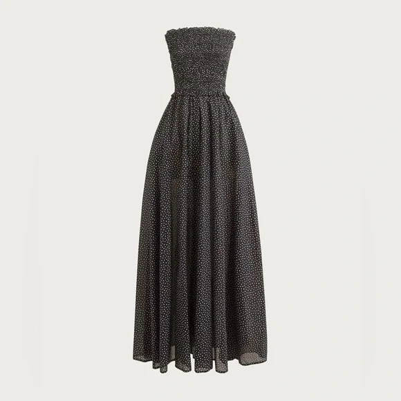J Crew Smocked maxi dress in cotton voile dot print CQ068 - Picture 2 of 5